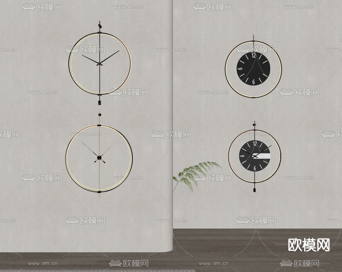 现代钟表 挂表su模型下载（渲染图1）