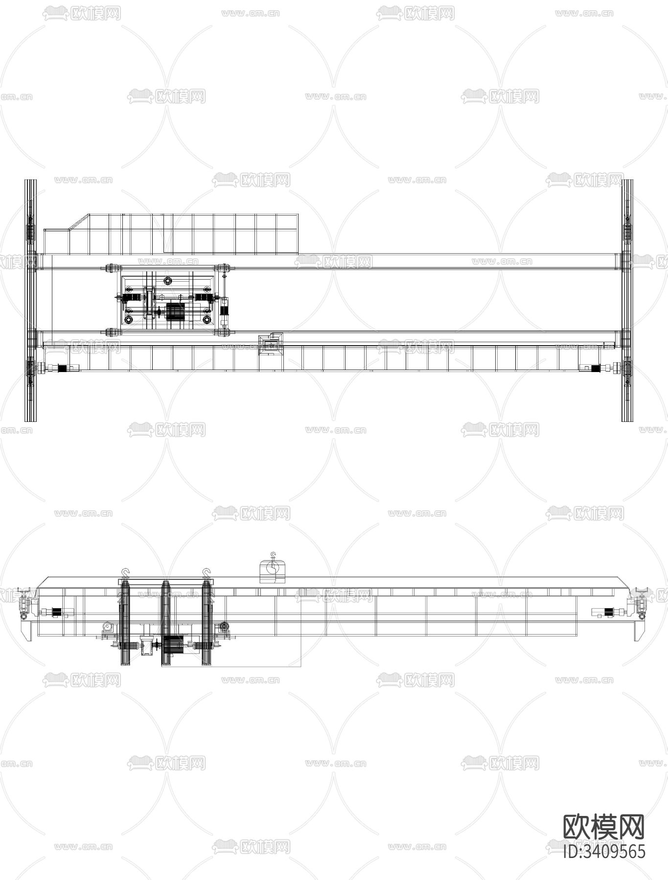 起重机桥架三维Autocad图纸cad大样图下载（渲染图2）