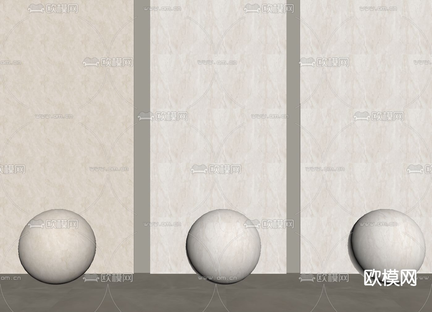 石材护墙板su模型下载（渲染图1）