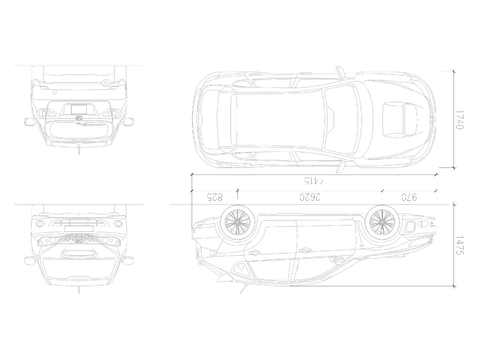  斯巴鲁翼豹掀背车cad大样图 
