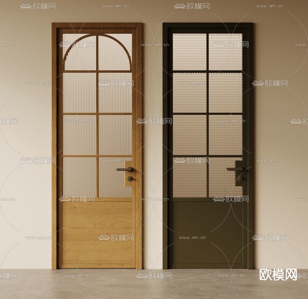 侘寂房门 厨卫门 玻璃门3d模型下载