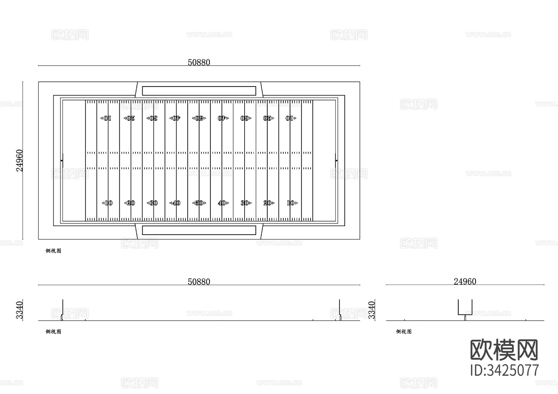 标准美式足球场三视图下载