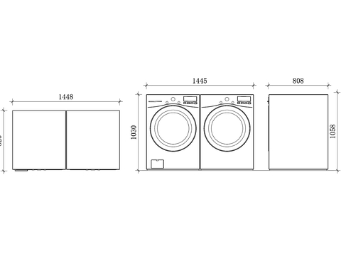  洗衣机 烘干机三视图 