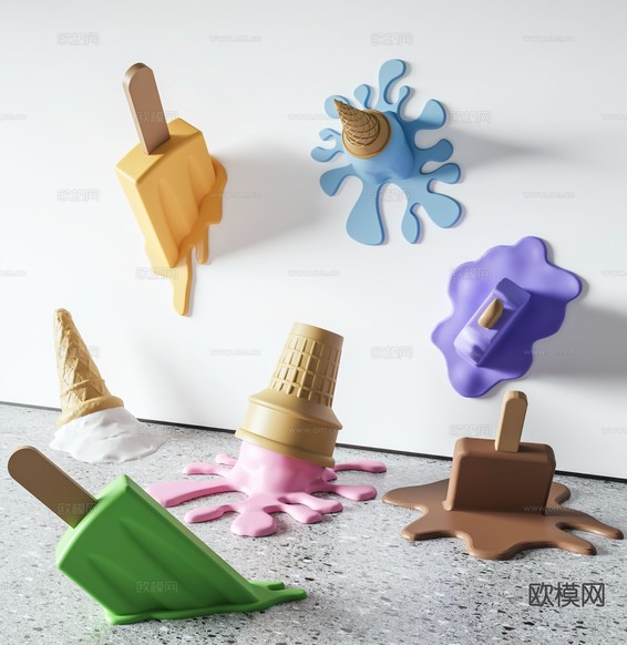 立体墙饰 雪糕挂饰3d模型下载