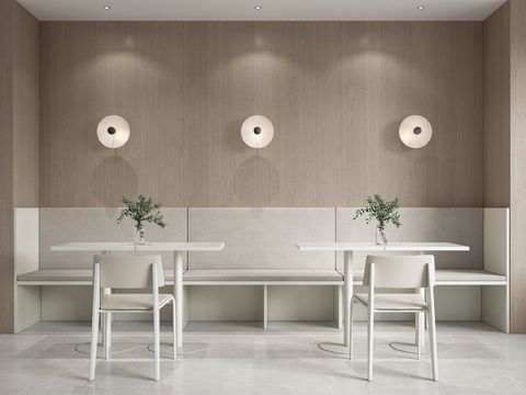  奶茶店卡座沙发 餐桌椅su模型 