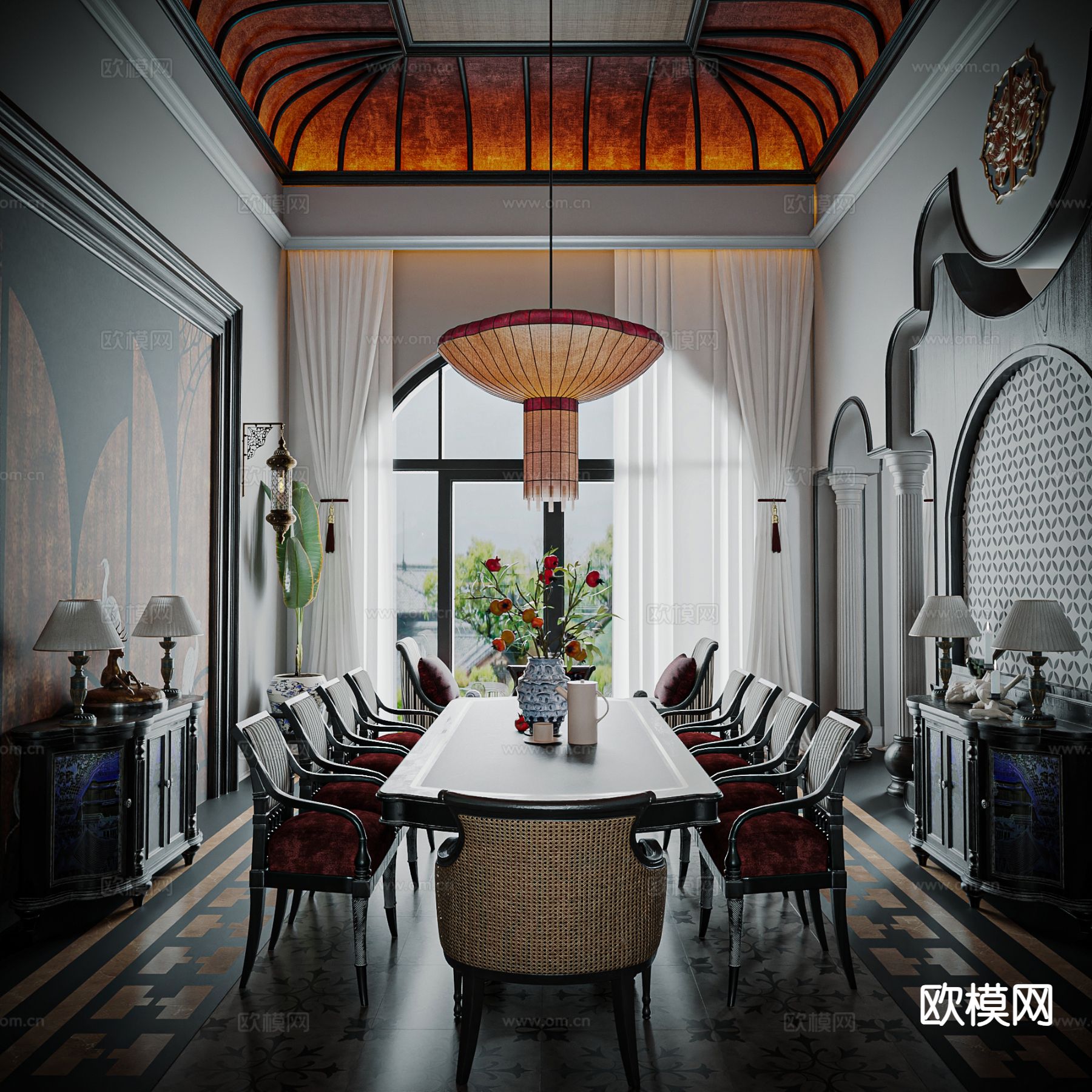 东南亚餐厅3d模型下载（渲染图3）