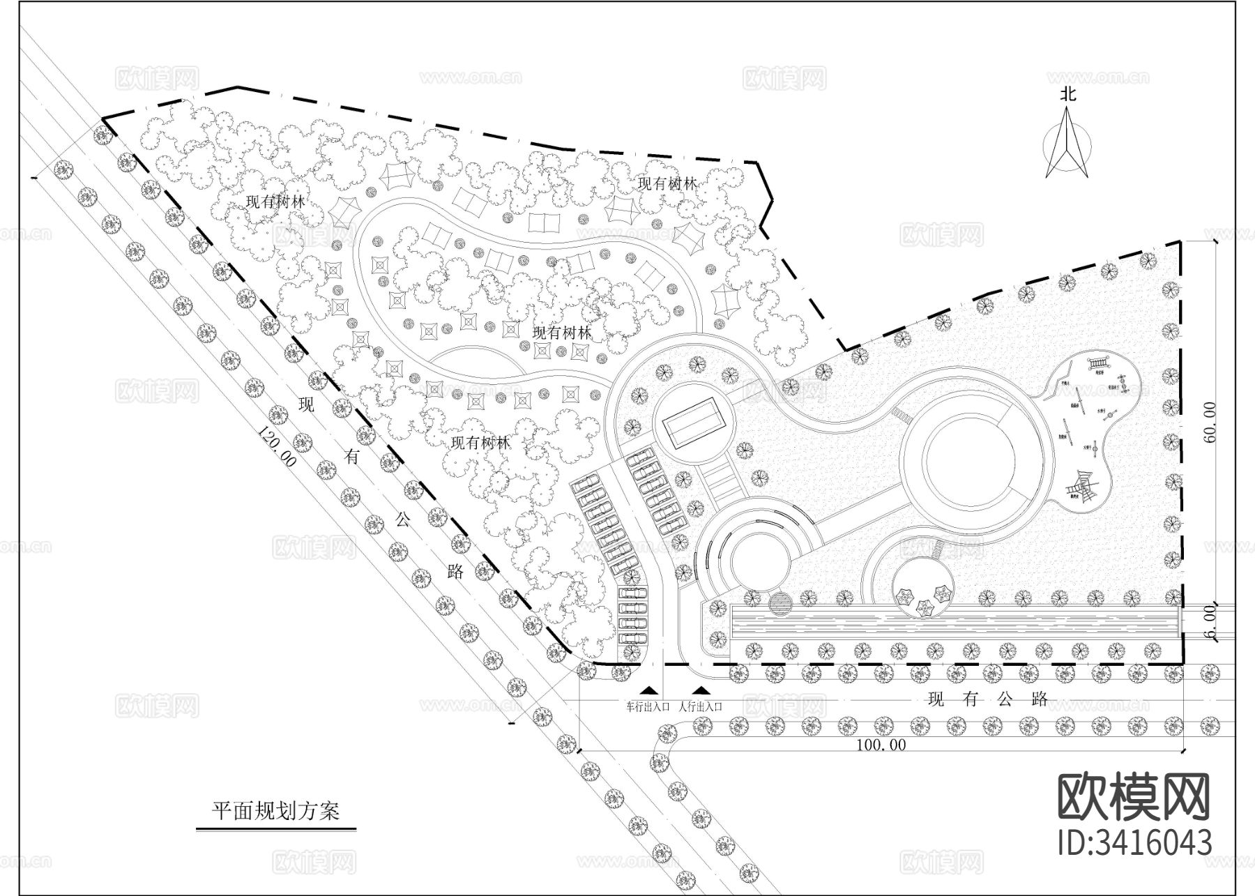 5套野營露營基地平面規(guī)劃cad施工圖下載（渲染圖5）