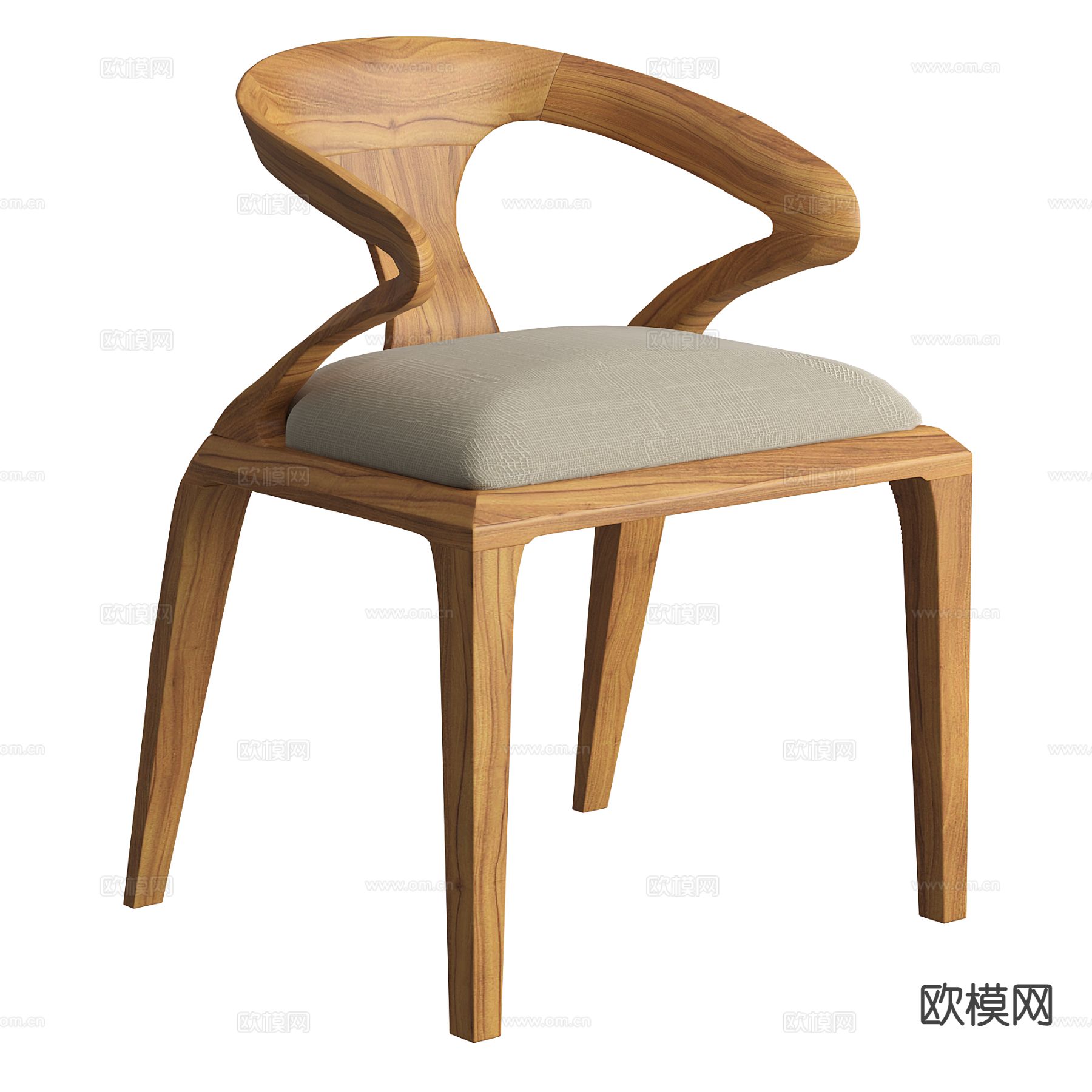 原木风椅子 餐椅3d模型下载（渲染图2）