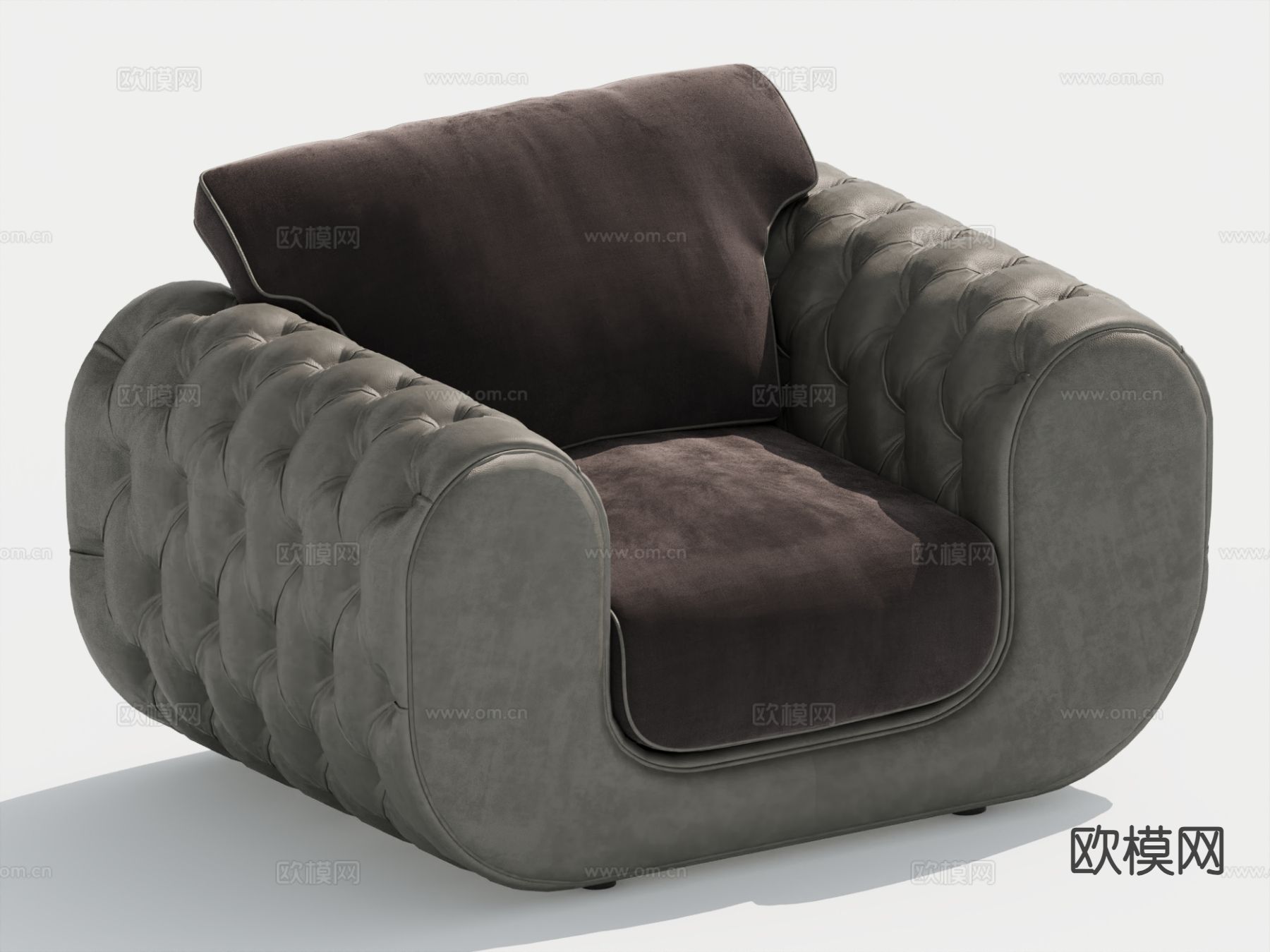 简欧单人沙发su模型下载（渲染图2）