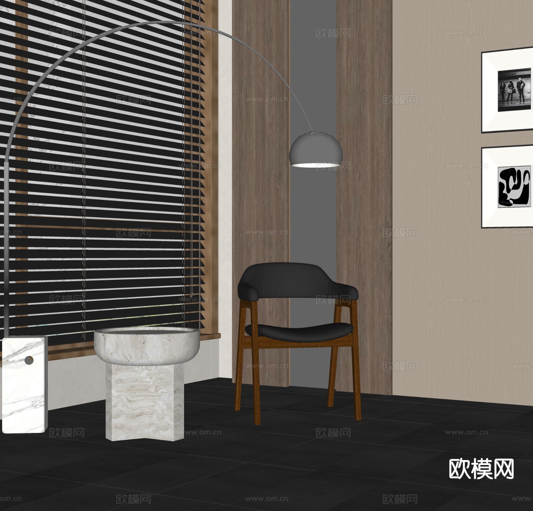 现代休闲椅su模型下载（渲染图1）