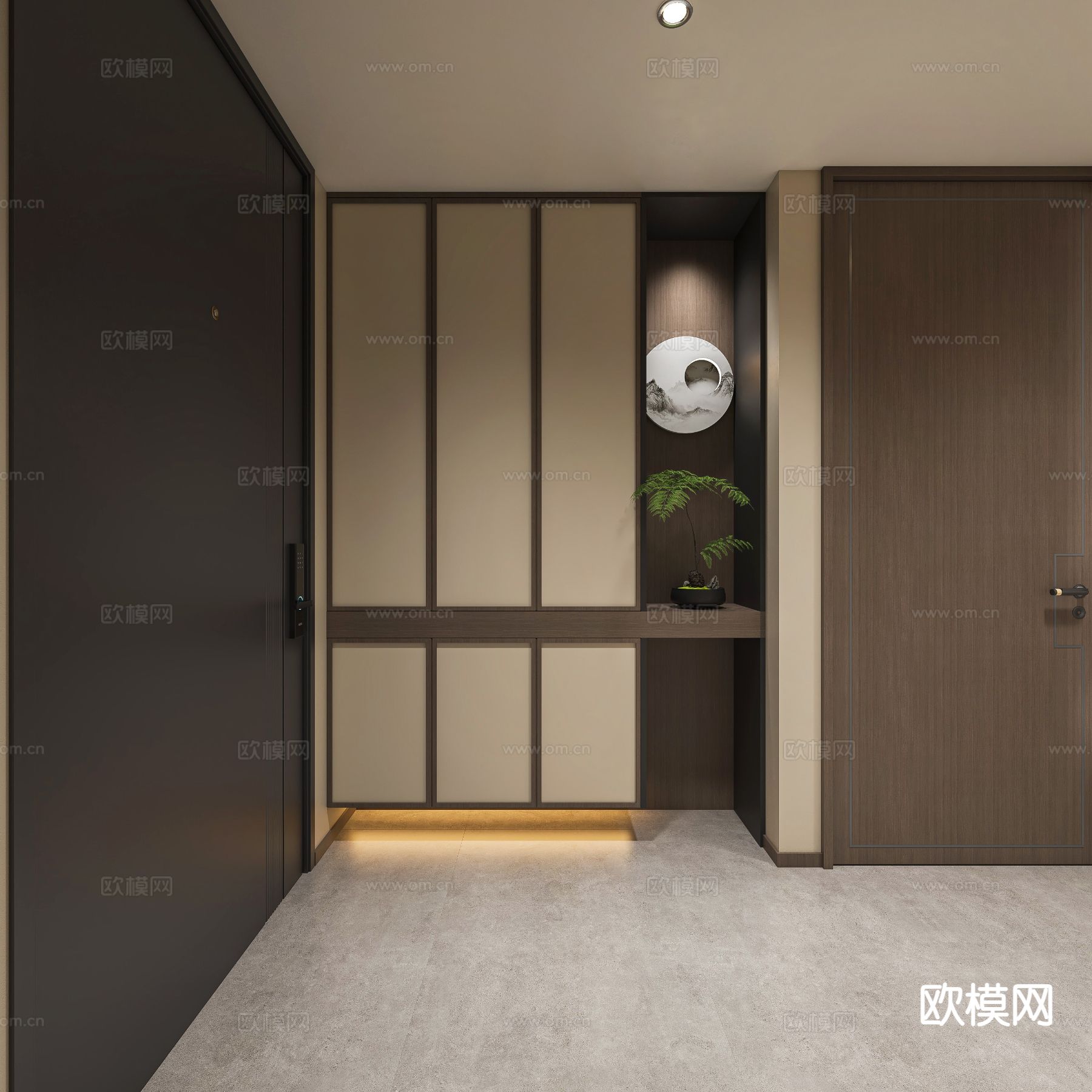 中古风玄关柜3d模型下载