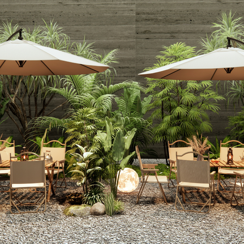  现代露营户外桌椅su模型 