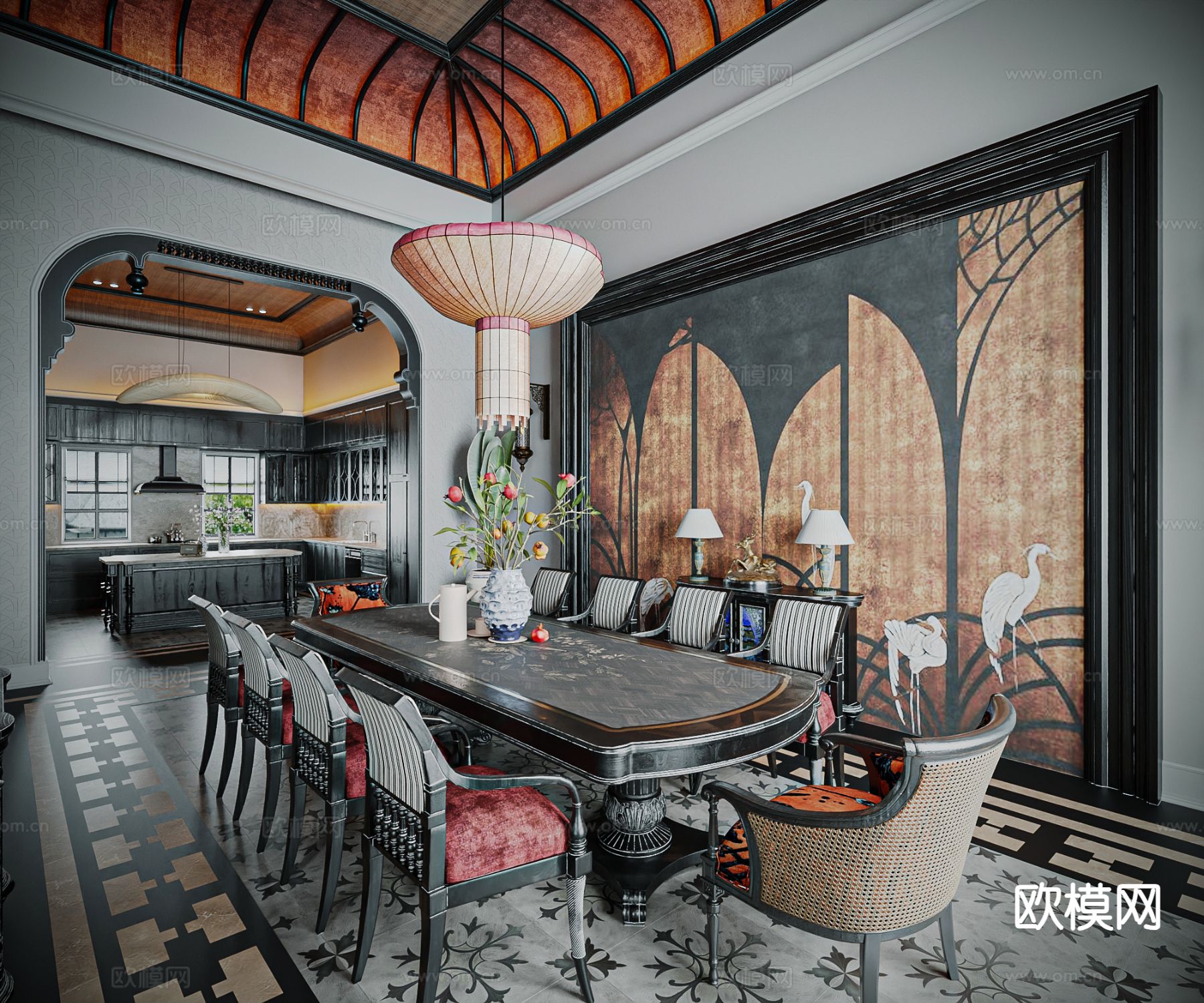 东南亚餐厅3d模型下载（渲染图1）