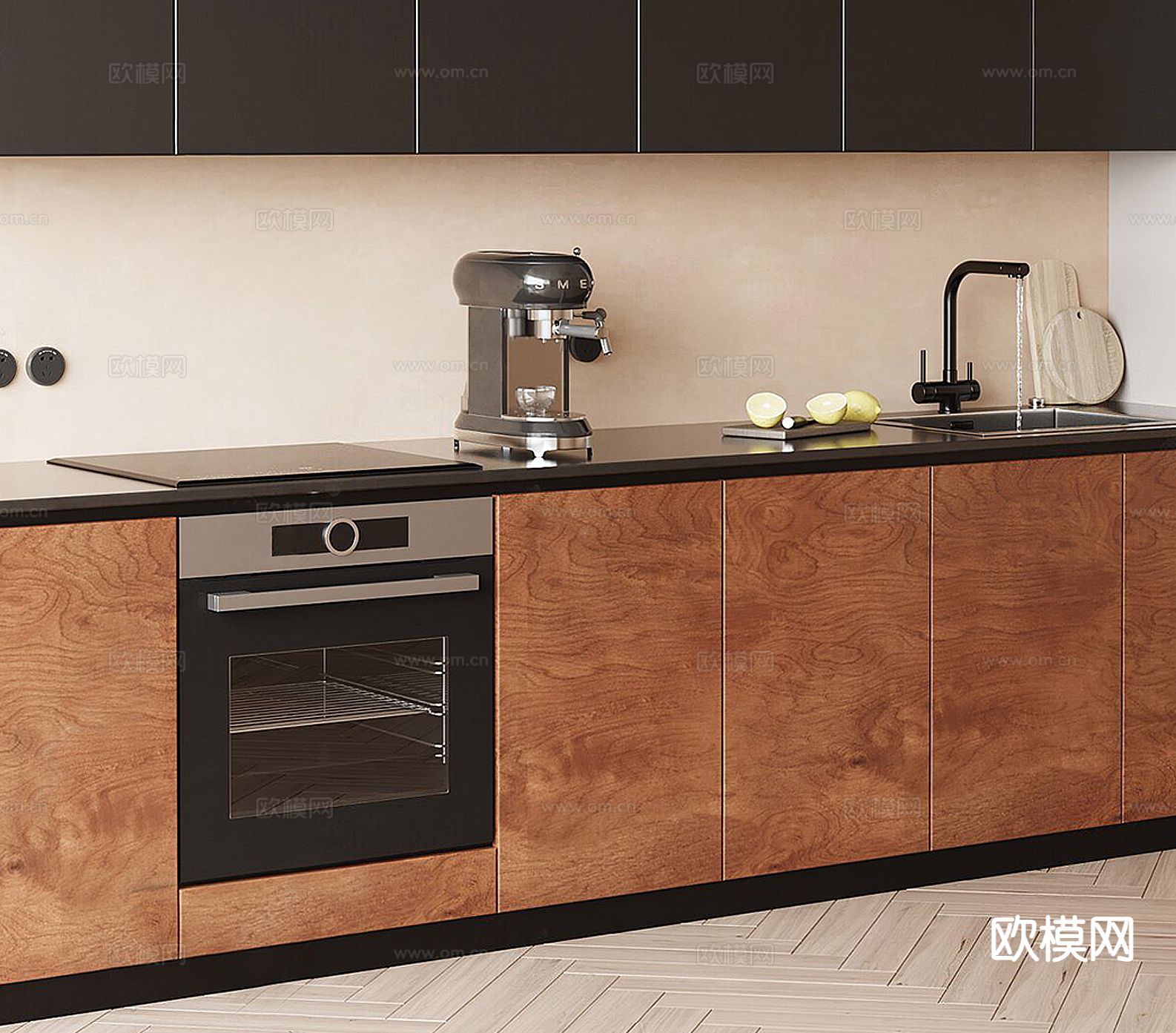 中古风橱柜su模型下载（渲染图2）