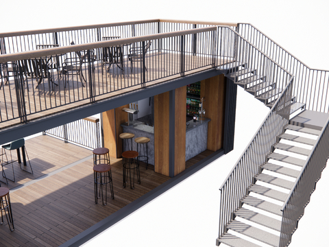  露天餐厅 咖啡厅su模型 