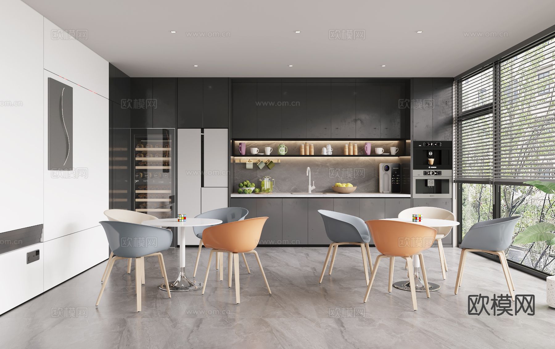 现代办公室 茶水间3d模型下载