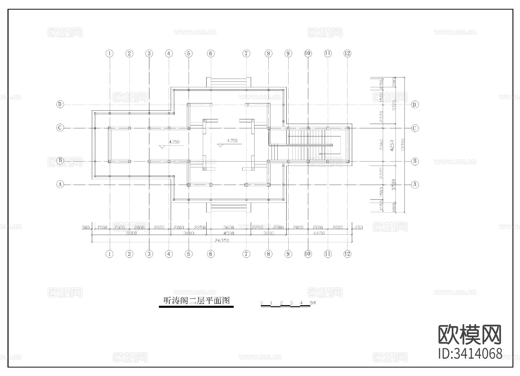 观景楼阁cad施工图下载（渲染图2）