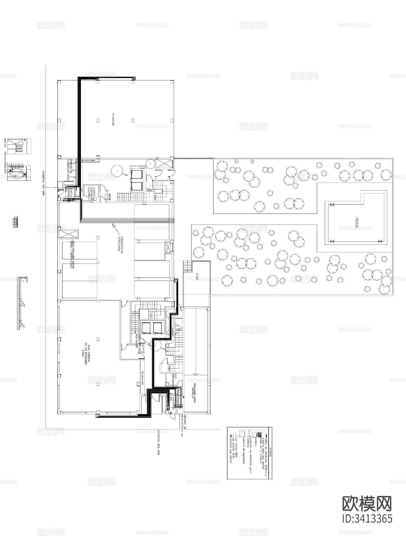 别墅防火图纸CAD施工图下载（渲染图1）