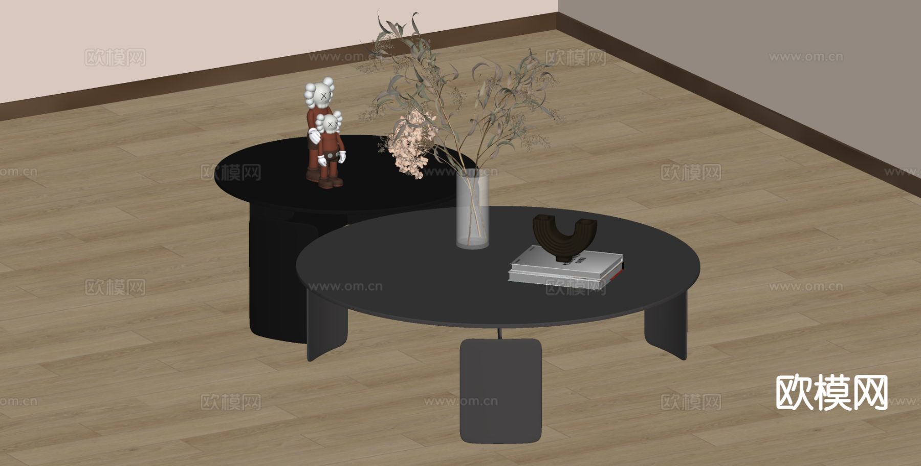 中古风子母茶几su模型下载（渲染图1）