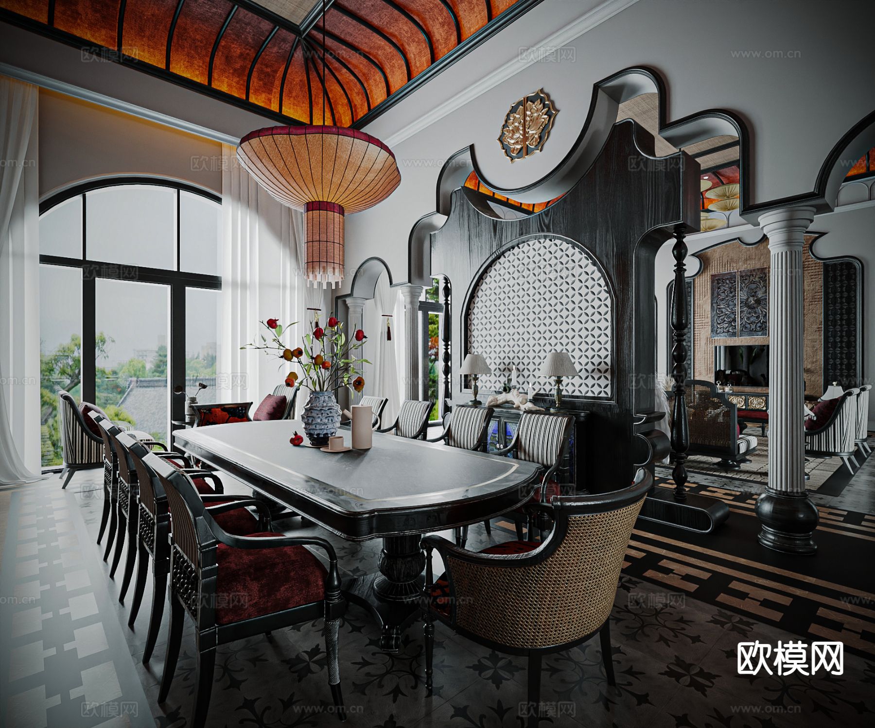 东南亚餐厅3d模型下载（渲染图2）