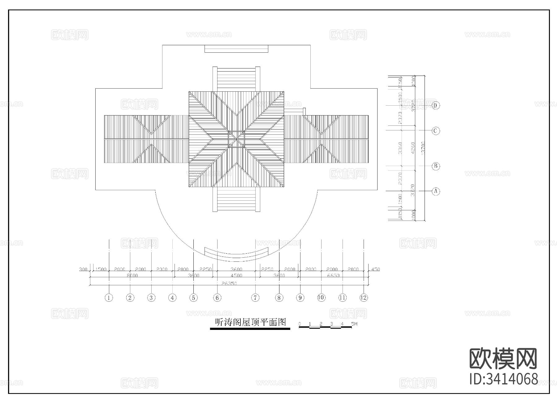 观景楼阁cad施工图下载（渲染图3）
