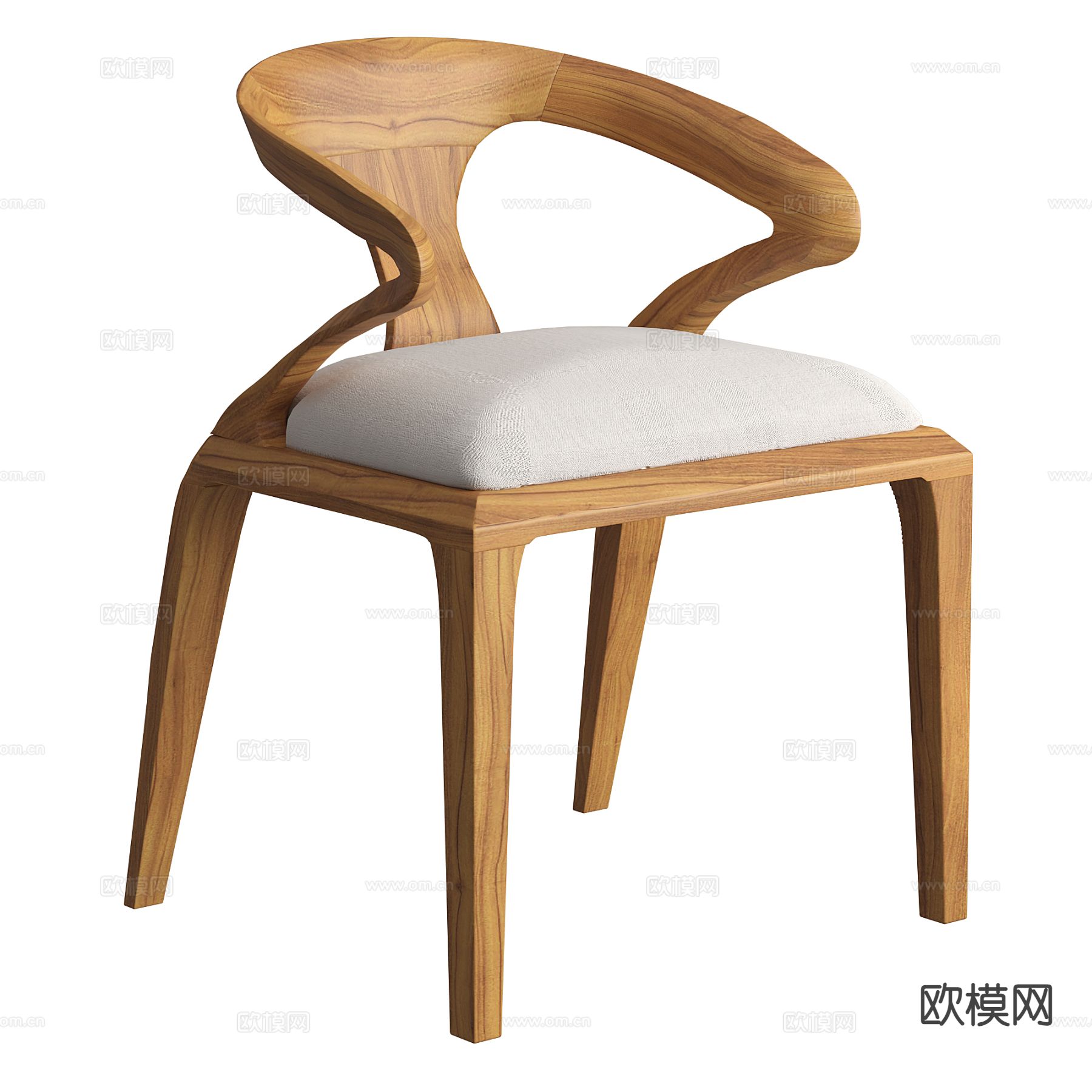 原木风椅子 餐椅3d模型下载（渲染图1）