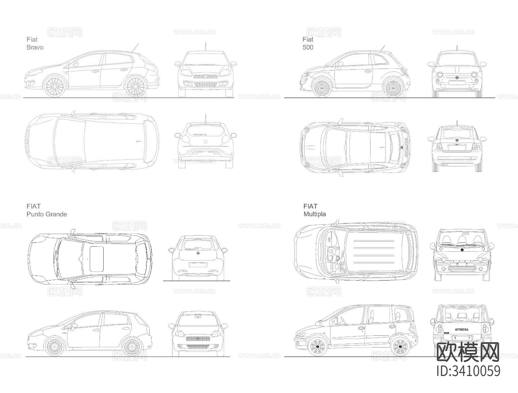 菲亚特汽车CAD平面图下载