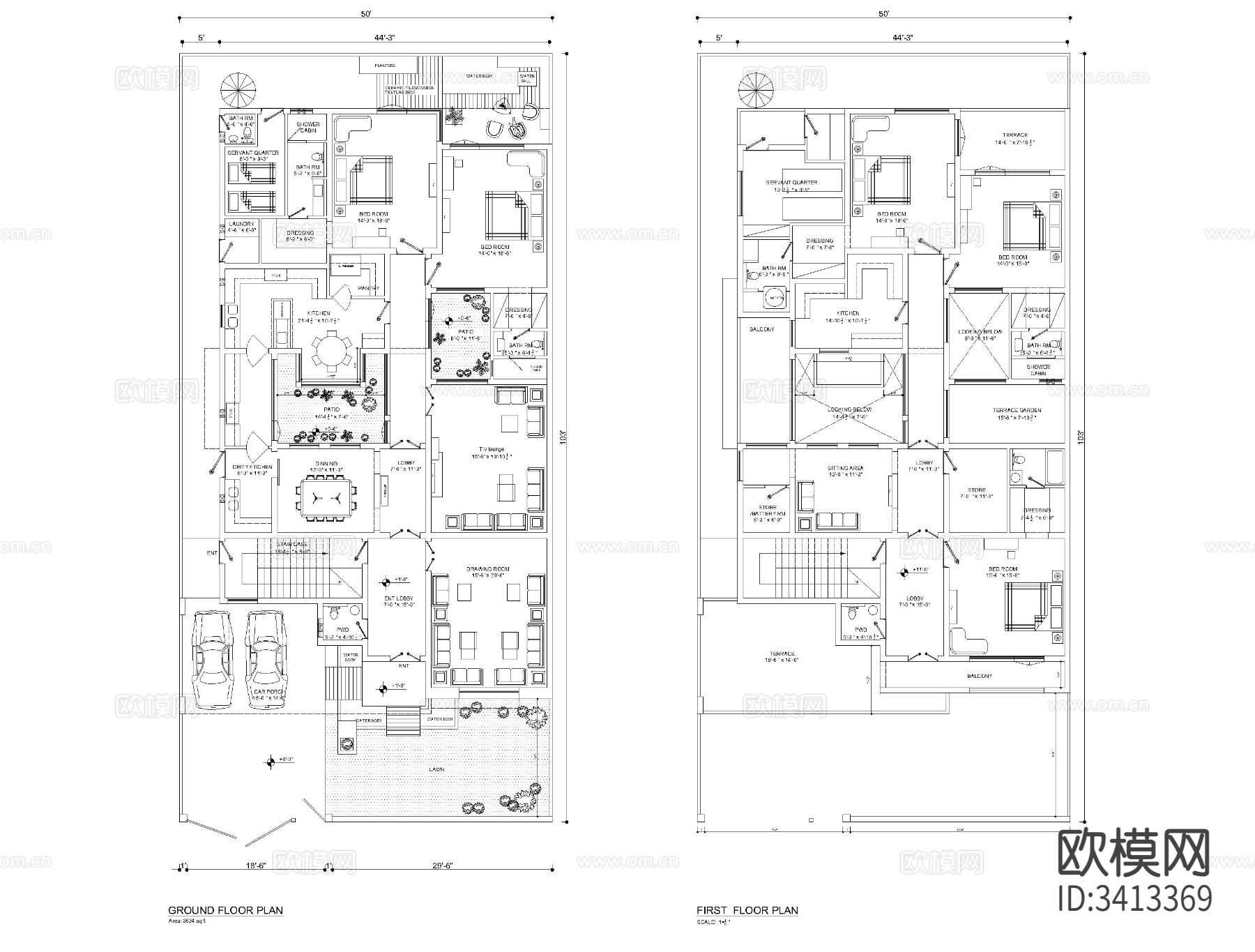 450平方米住宅CAD平面图下载