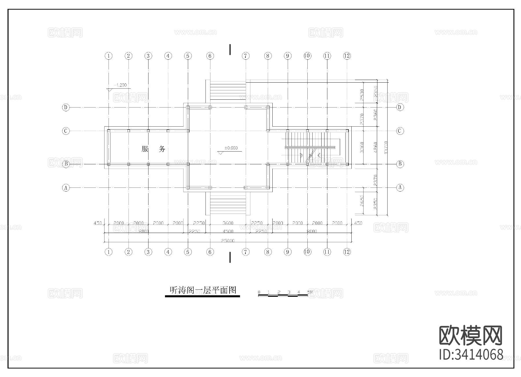 观景楼阁cad施工图下载（渲染图1）
