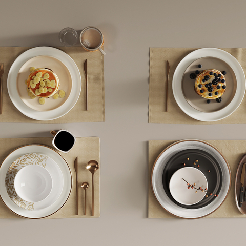  餐具 餐盘 刀叉su模型 