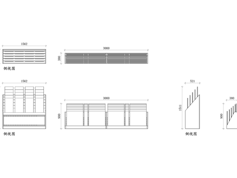  瓷砖陈列室展示架三视图 