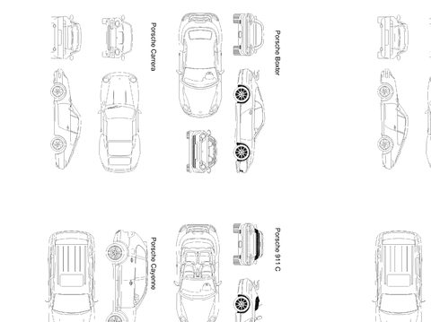  保时捷汽车CAD平面图 