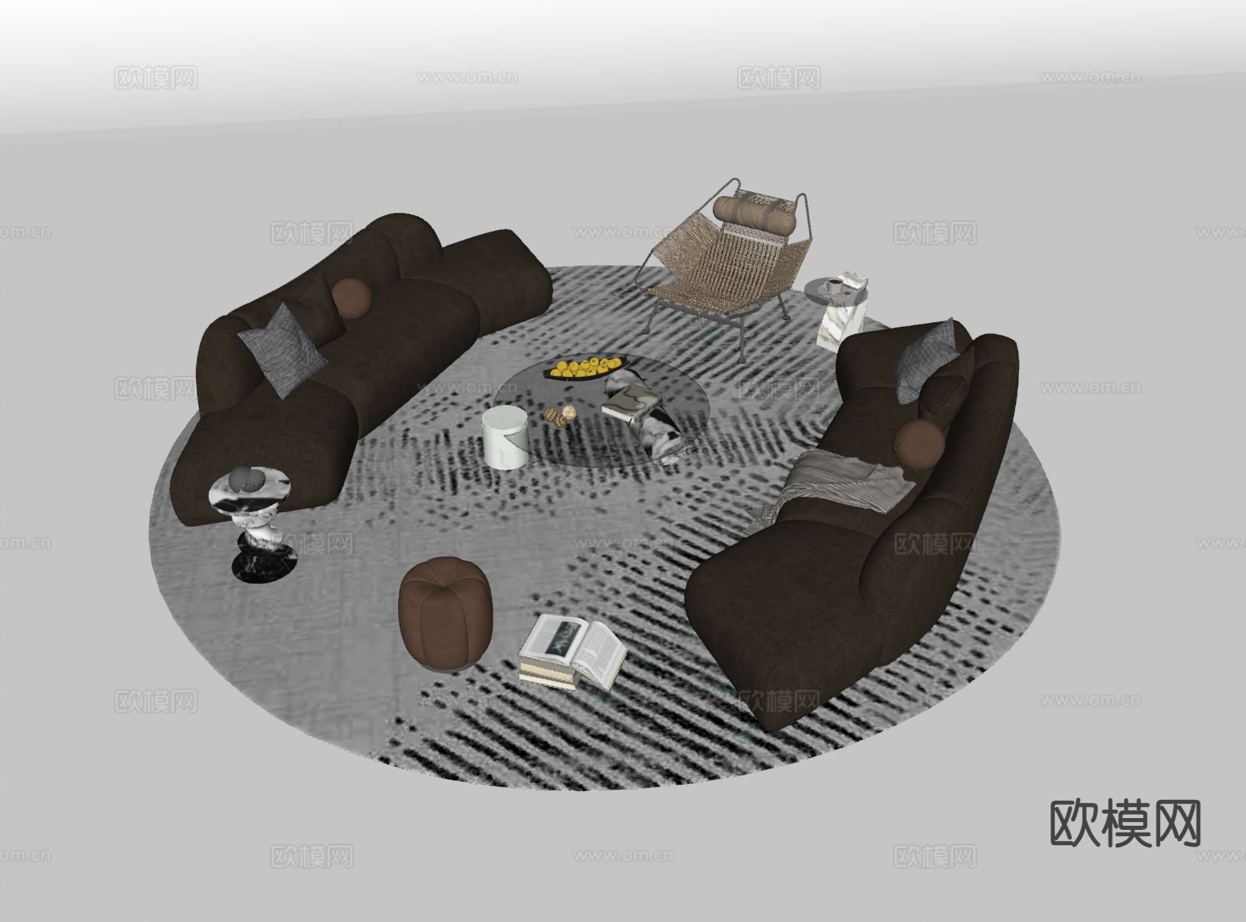 法式组合沙发su模型下载（渲染图1）