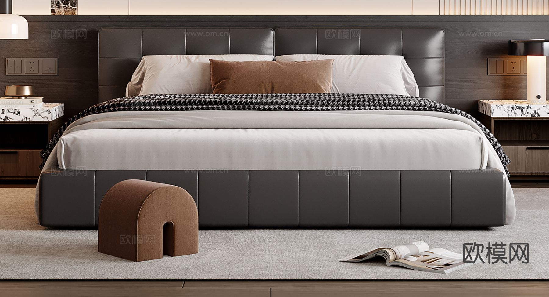意式双人床3d模型下载
