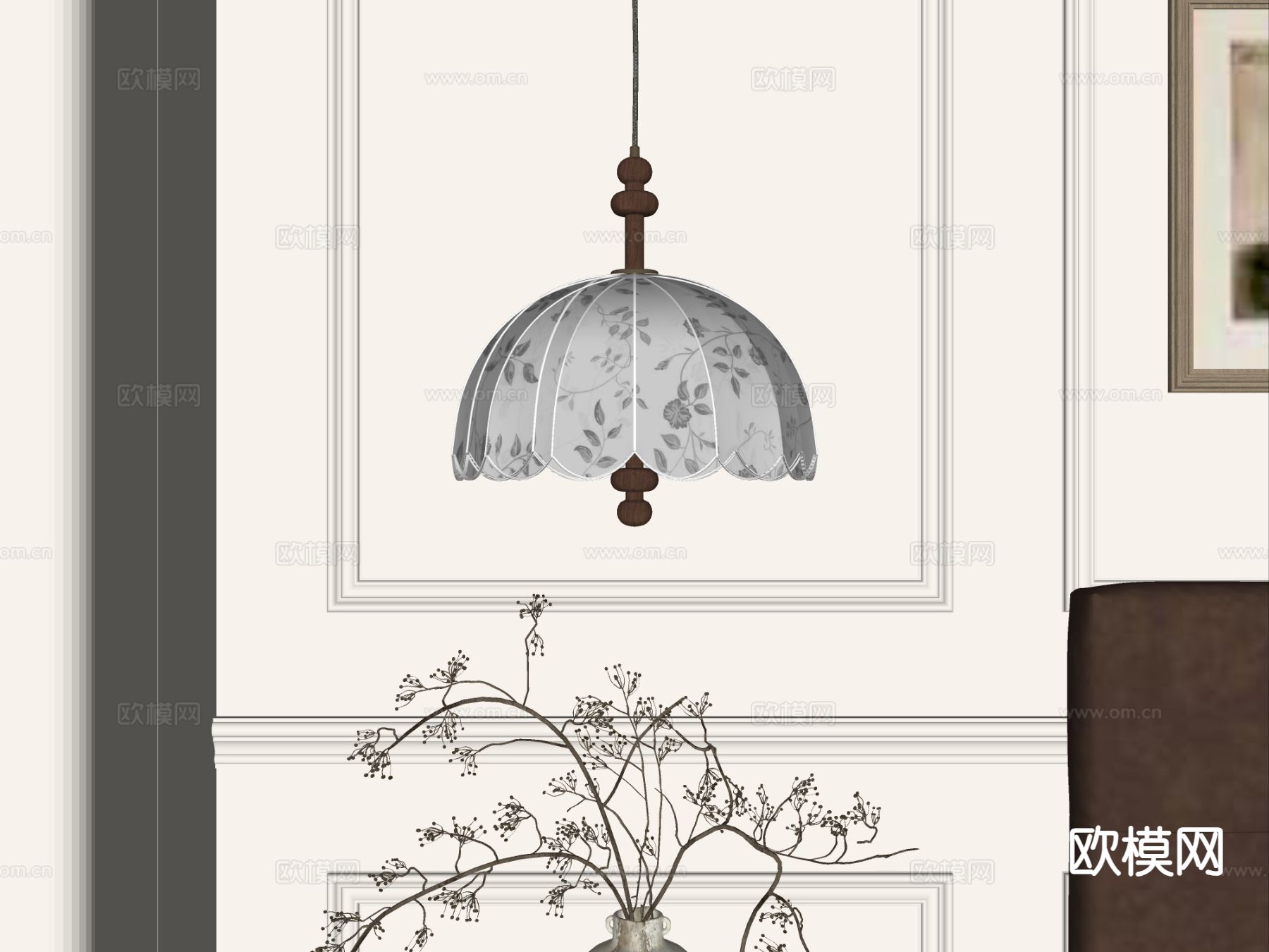 法式吊灯su模型下载（渲染图2）