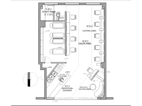  現(xiàn)代美發(fā)理發(fā)店CAD施工圖 