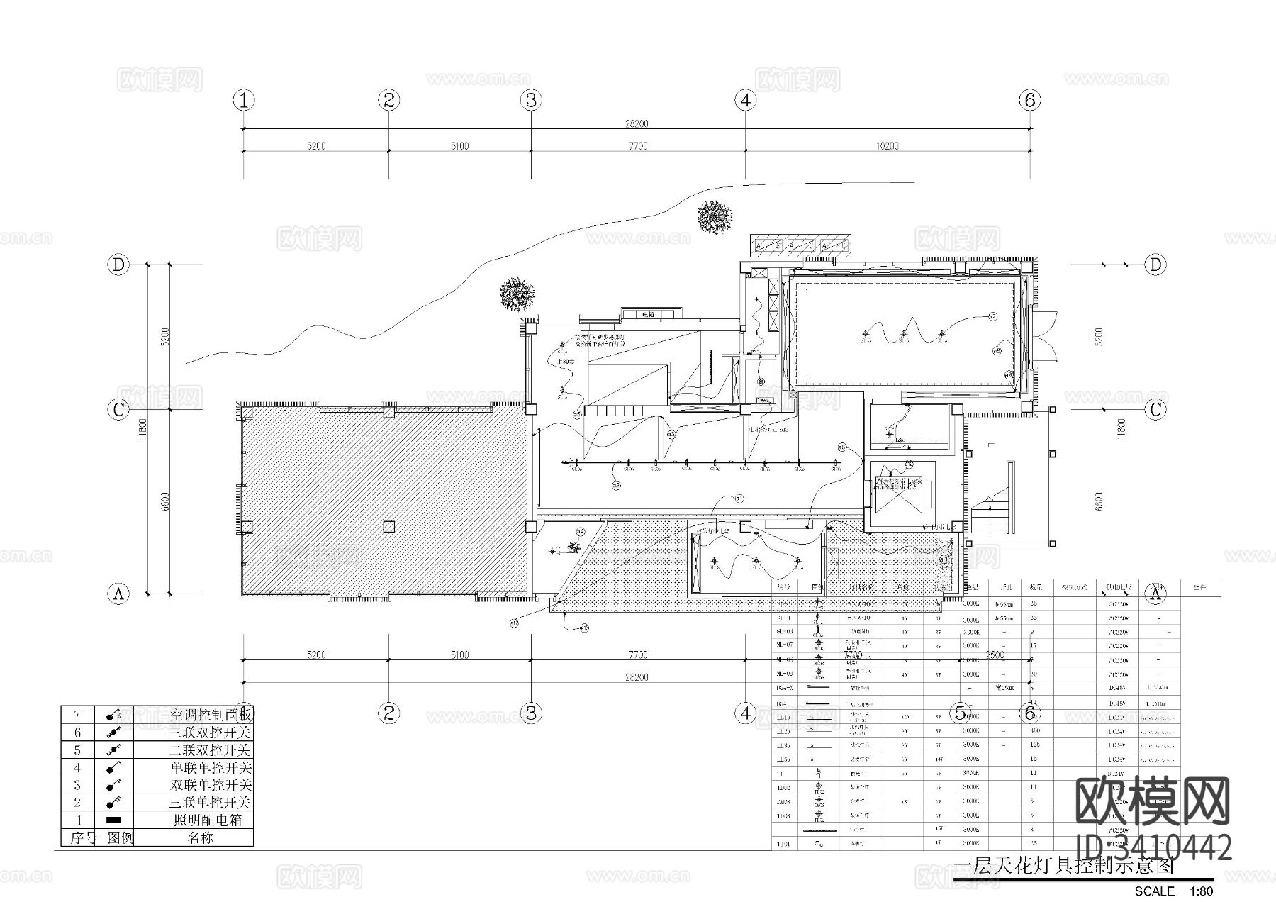 大益茶强电电气CAD施工图下载（渲染图2）