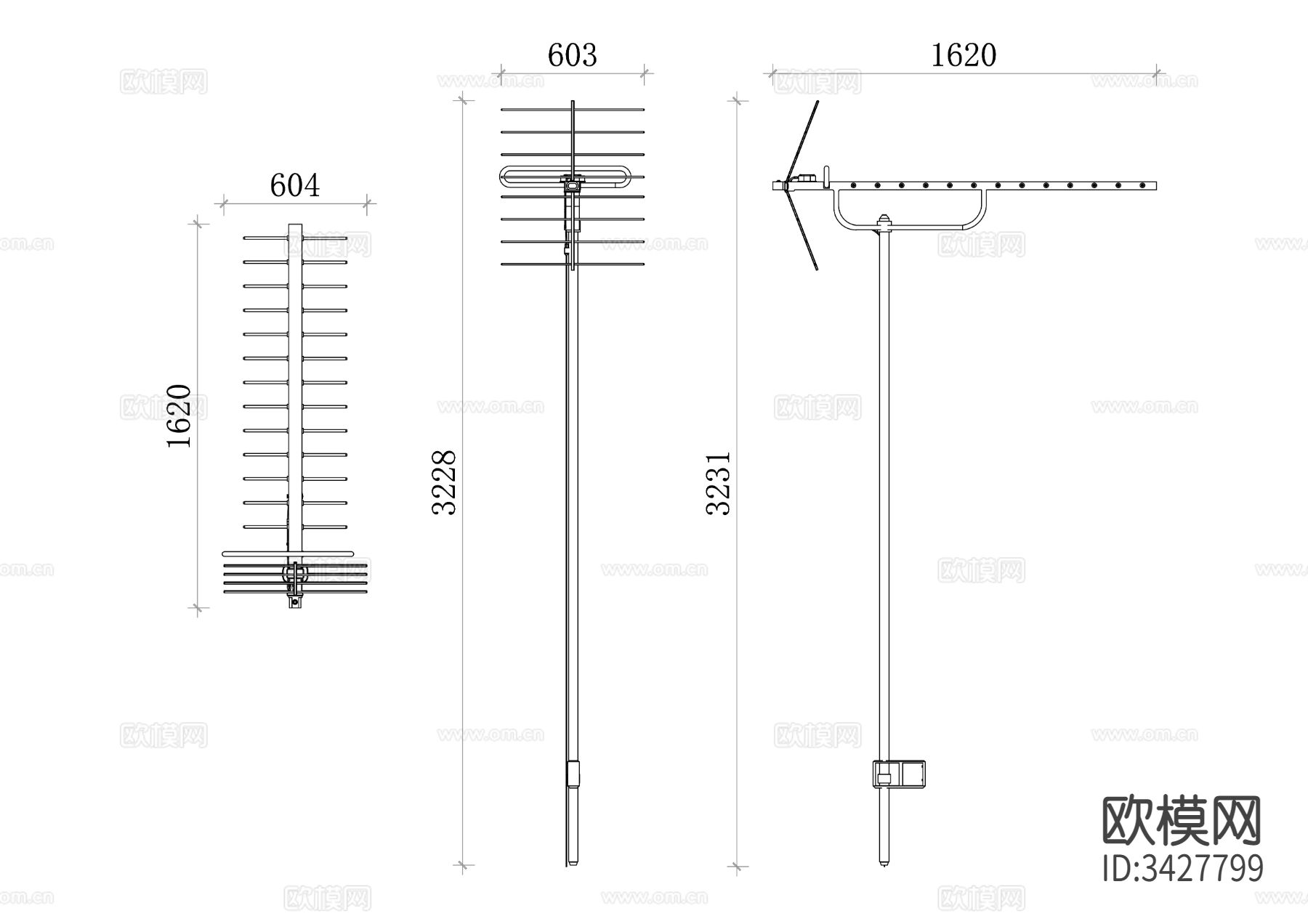 电视天线三视图下载