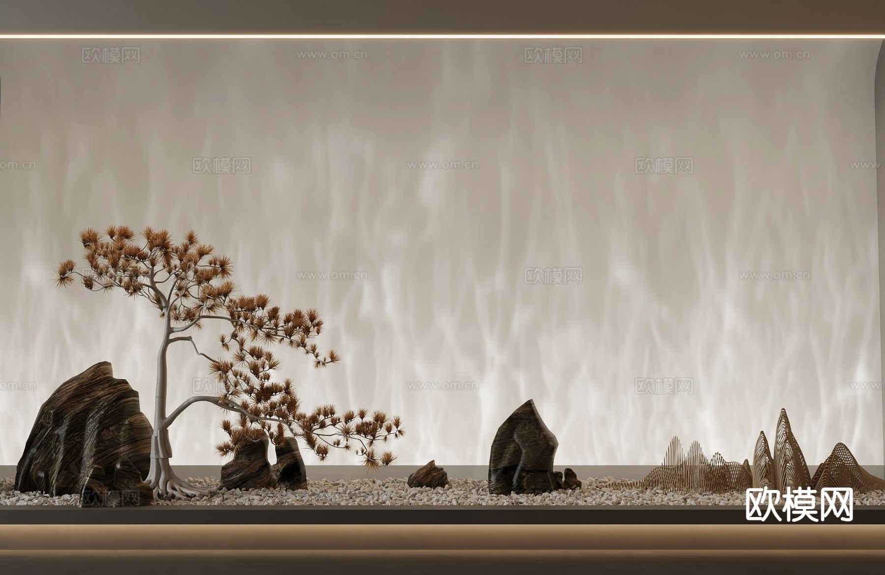 新中式庭院景观3d模型下载