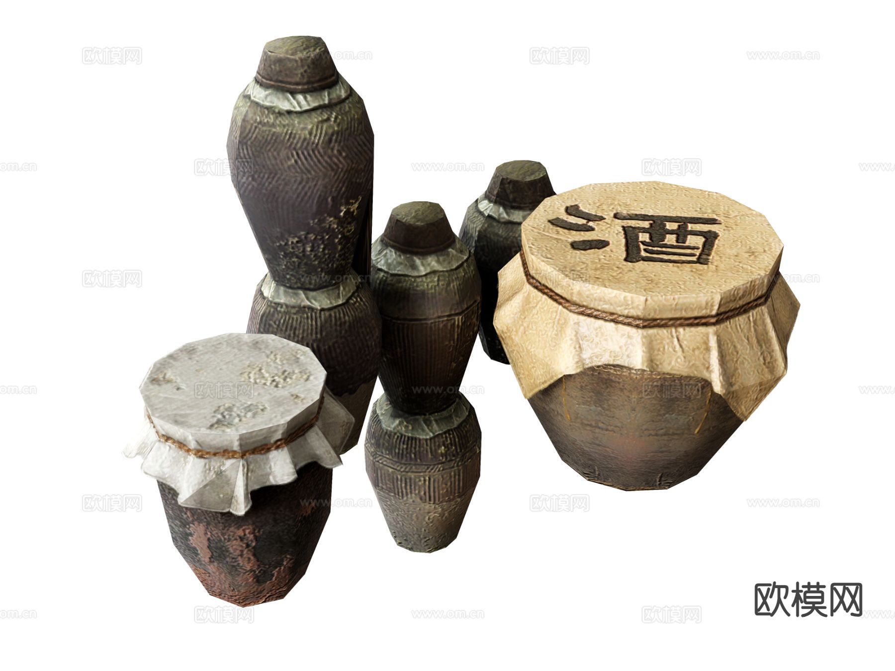 酒具 酒坛 陶罐su模型下载（渲染图2）