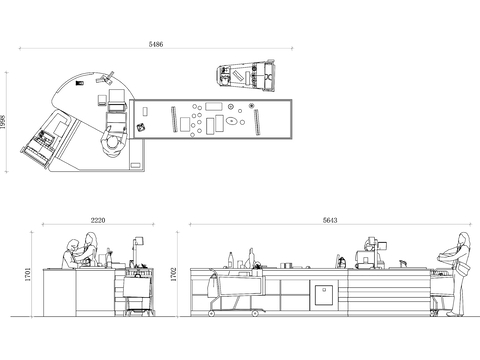  超市收银台三视图 