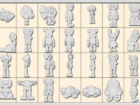  网红潮流公仔暴力熊cad图库 