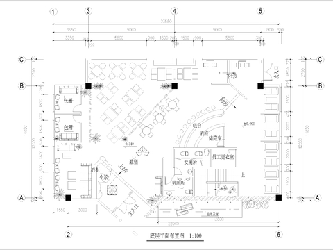  710㎡茶樓茶館 休閑會(huì)所cad施工圖 