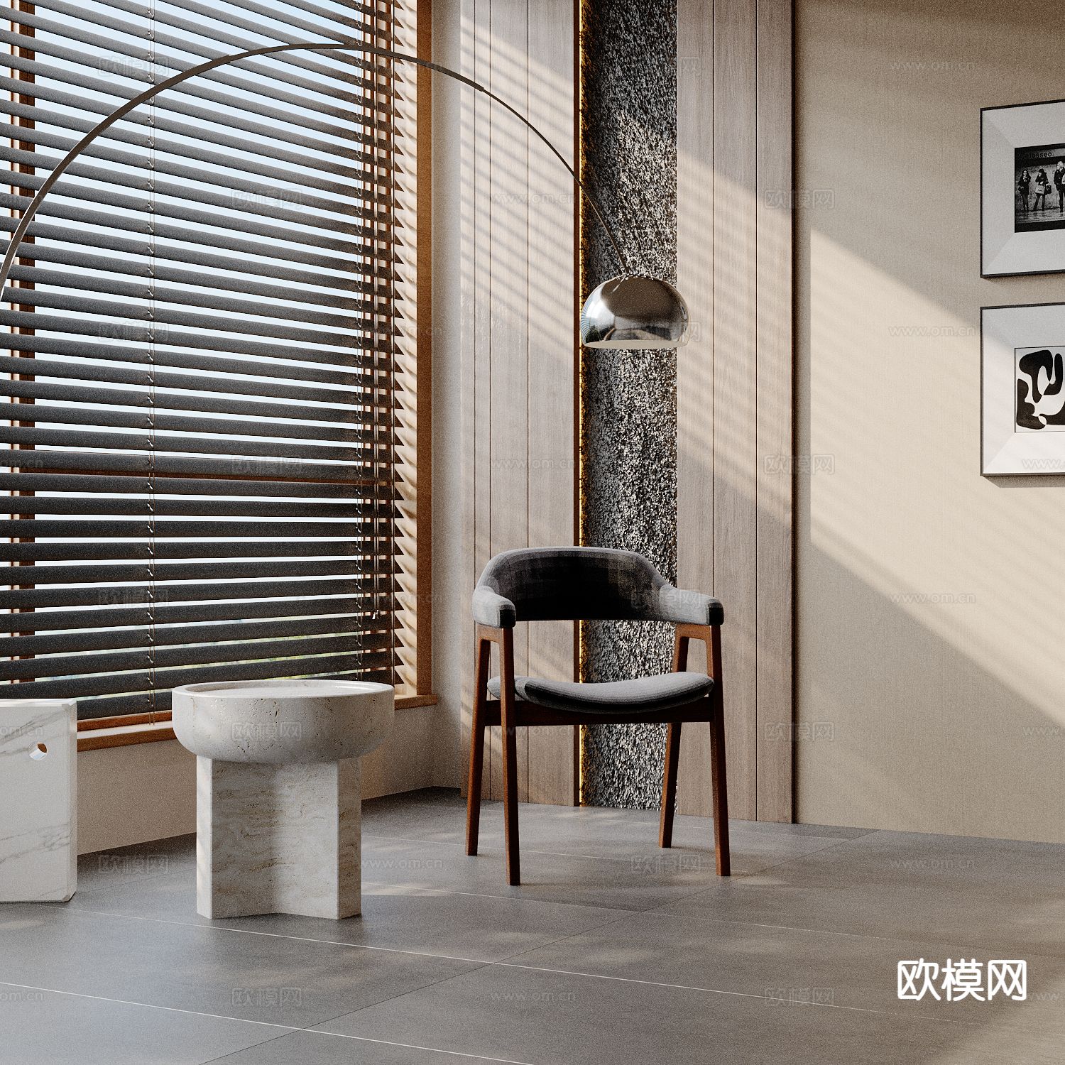 现代休闲椅su模型下载（渲染图2）