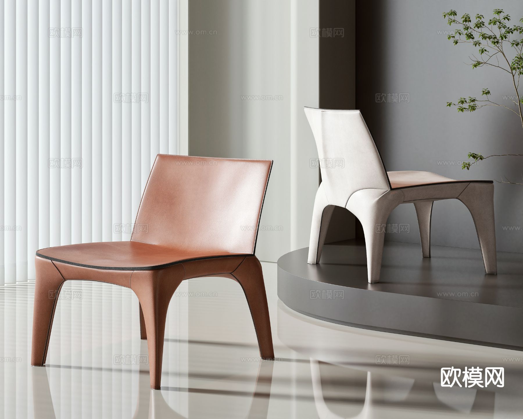 现代皮革椅子 休闲椅3d模型下载