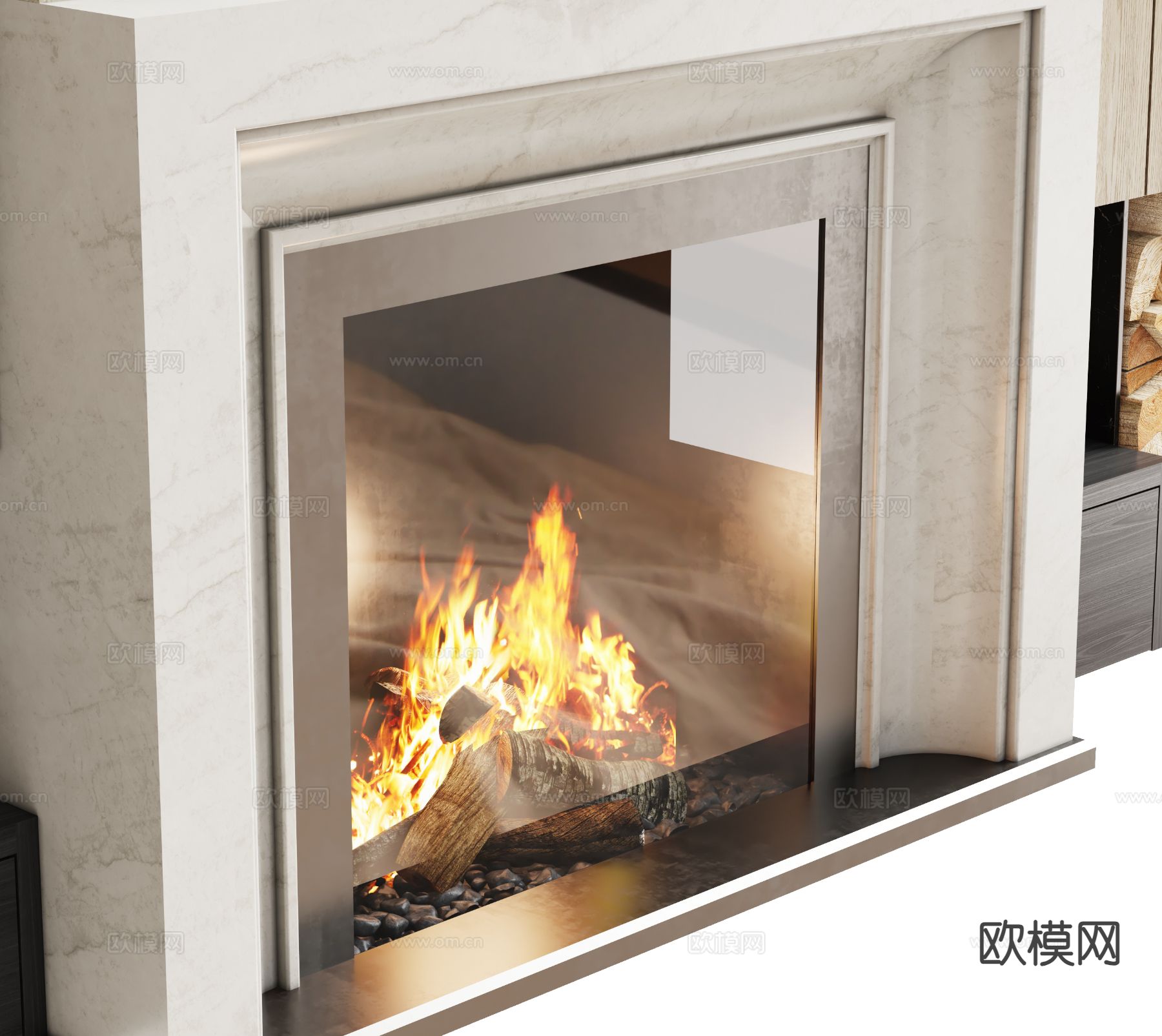 现代壁炉 火炉su模型下载（渲染图2）