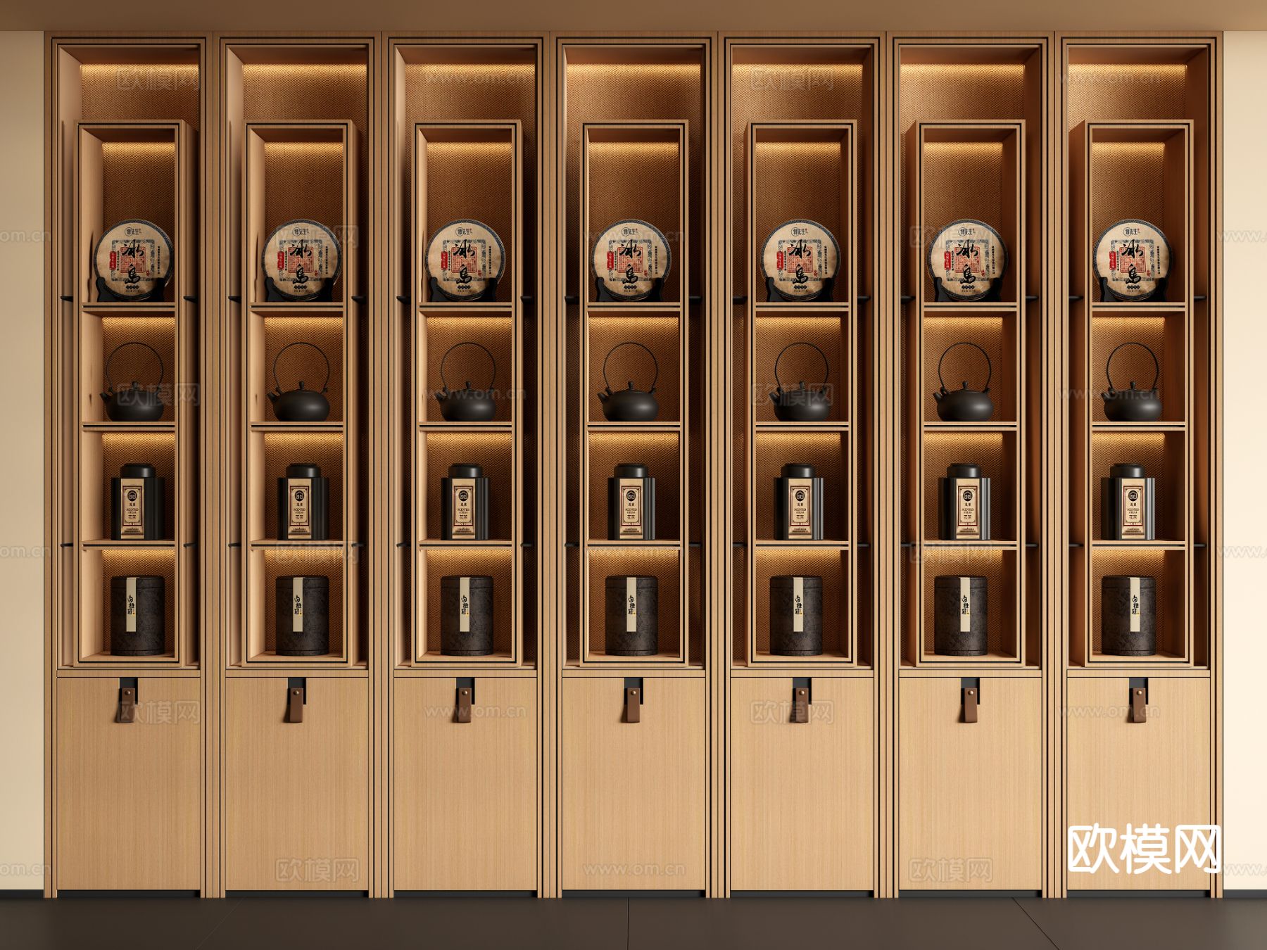新中式茶柜3d模型下载