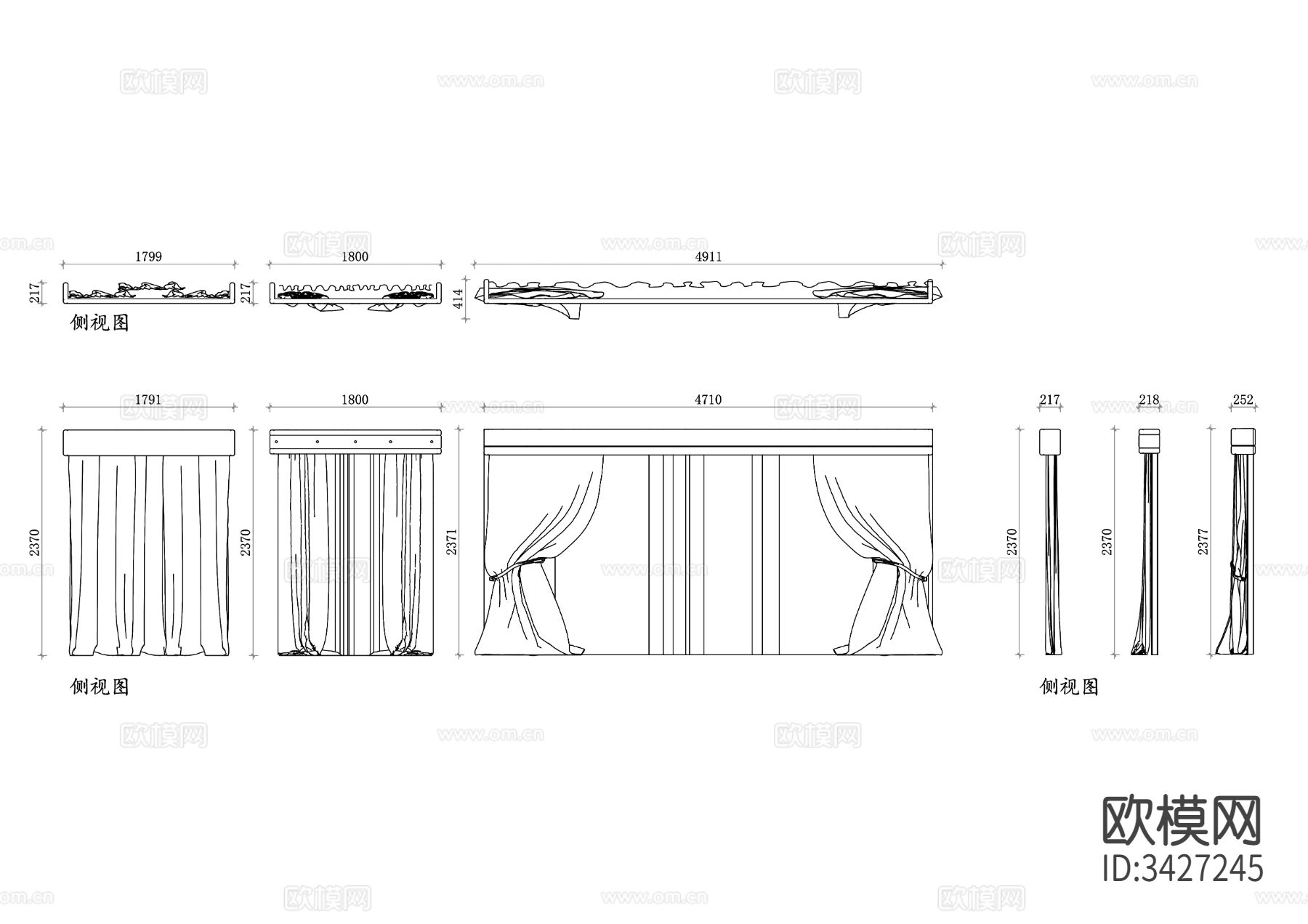 布艺窗帘三视图下载