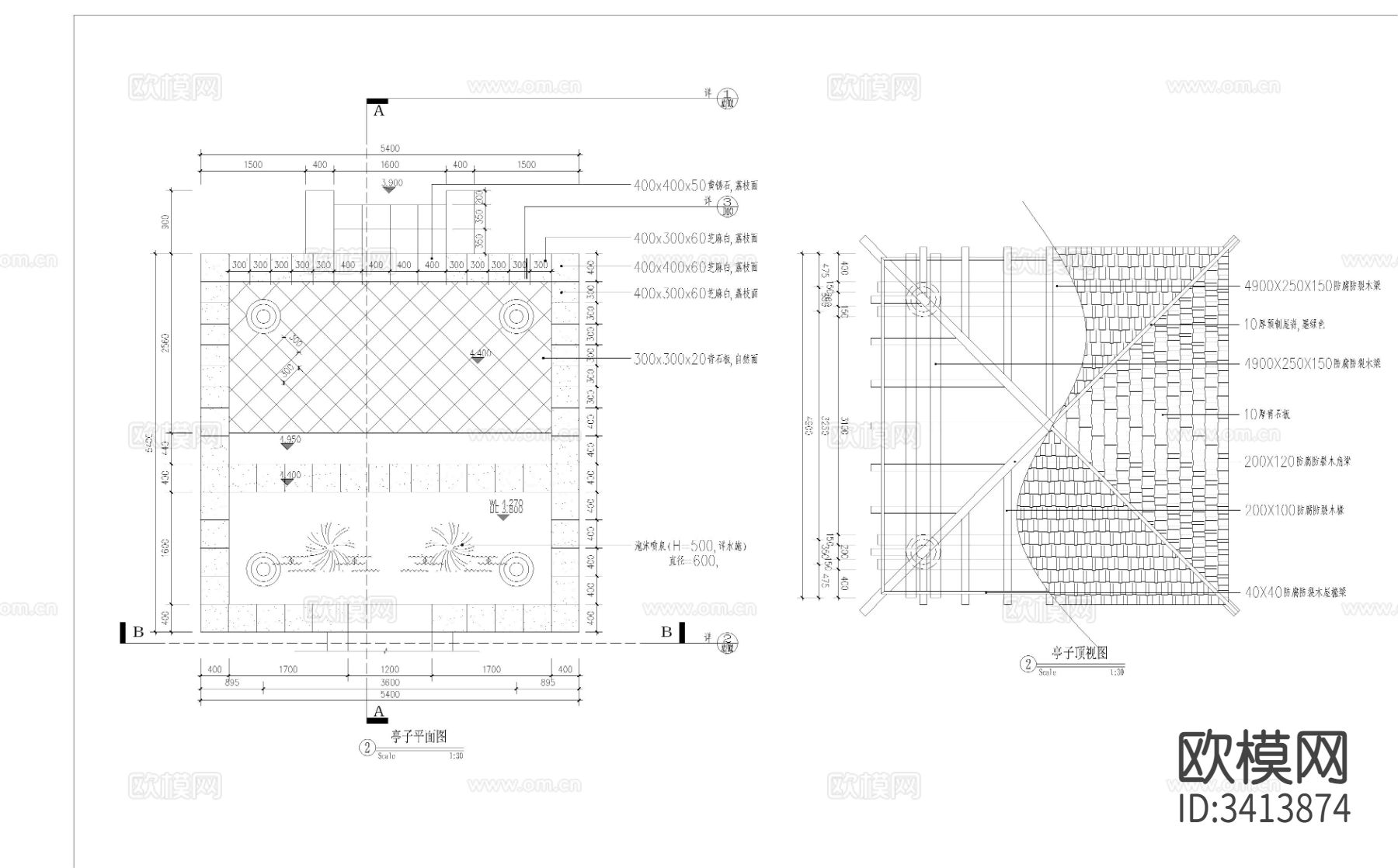 亭子详图cad大样图下载（渲染图1）