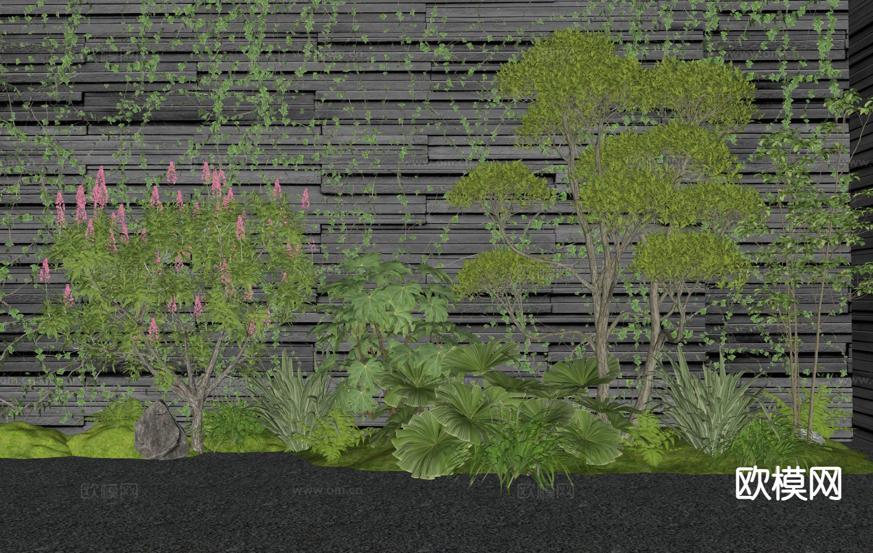 现代室内植物堆su模型下载（渲染图1）